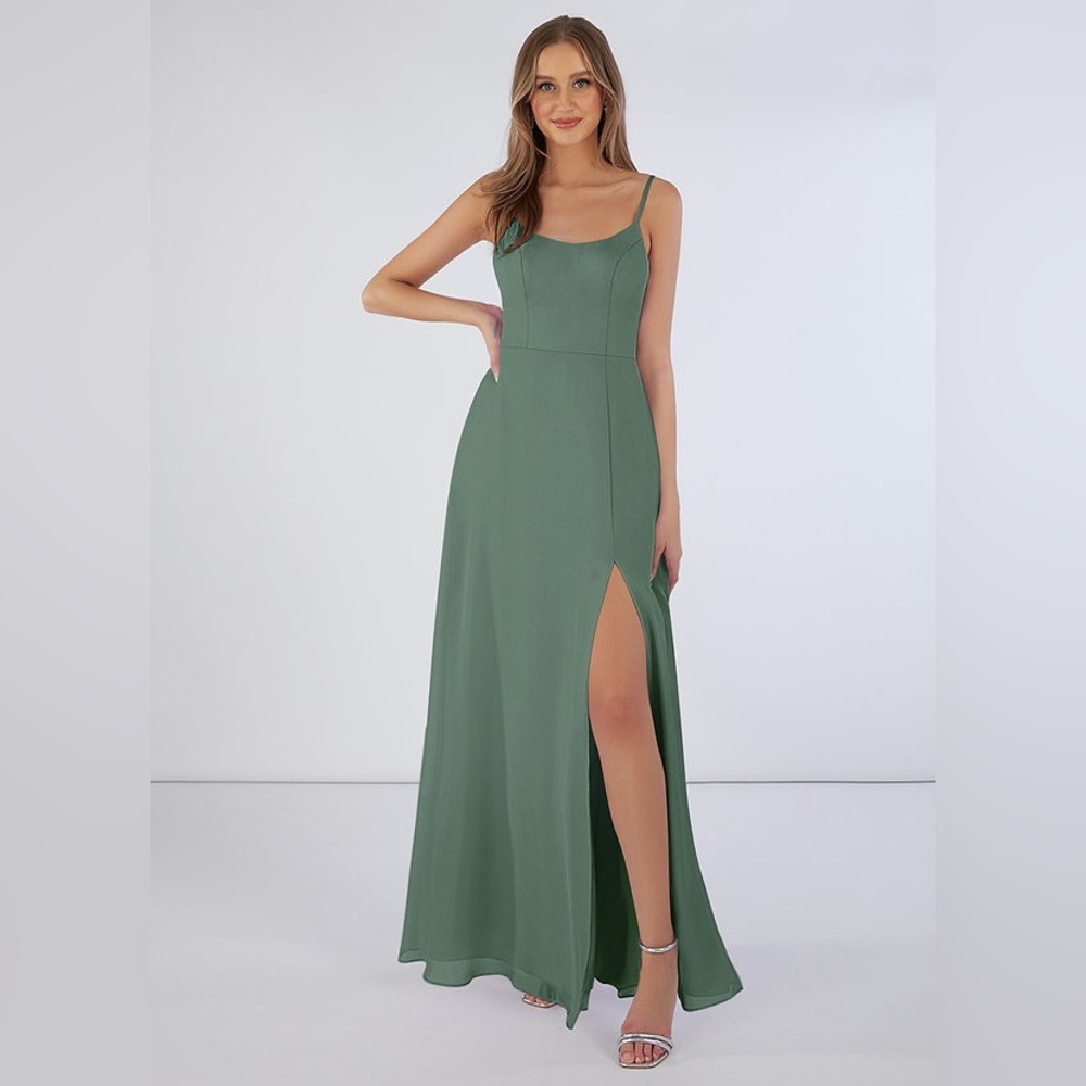 Azazie Moira Dress in Eucalyptus Green